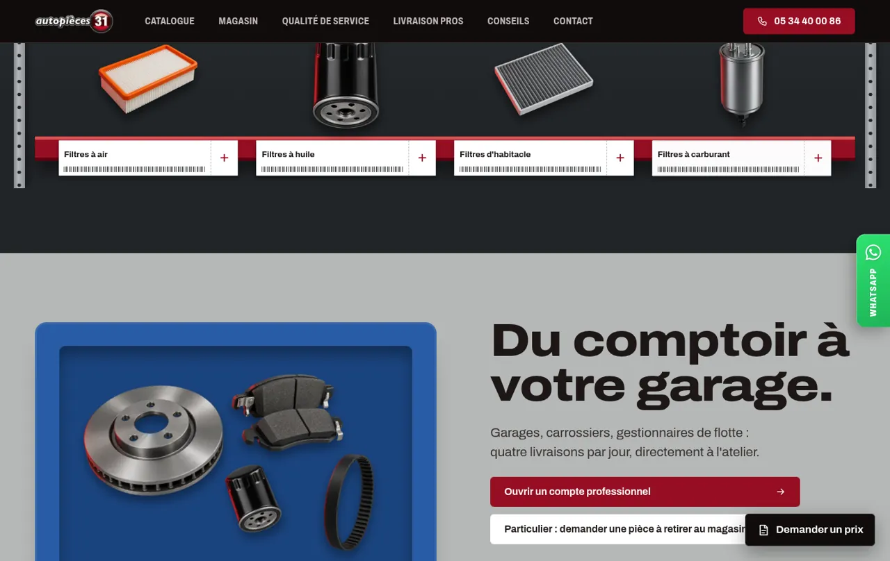 La livraison aux garages et aux carrossiers