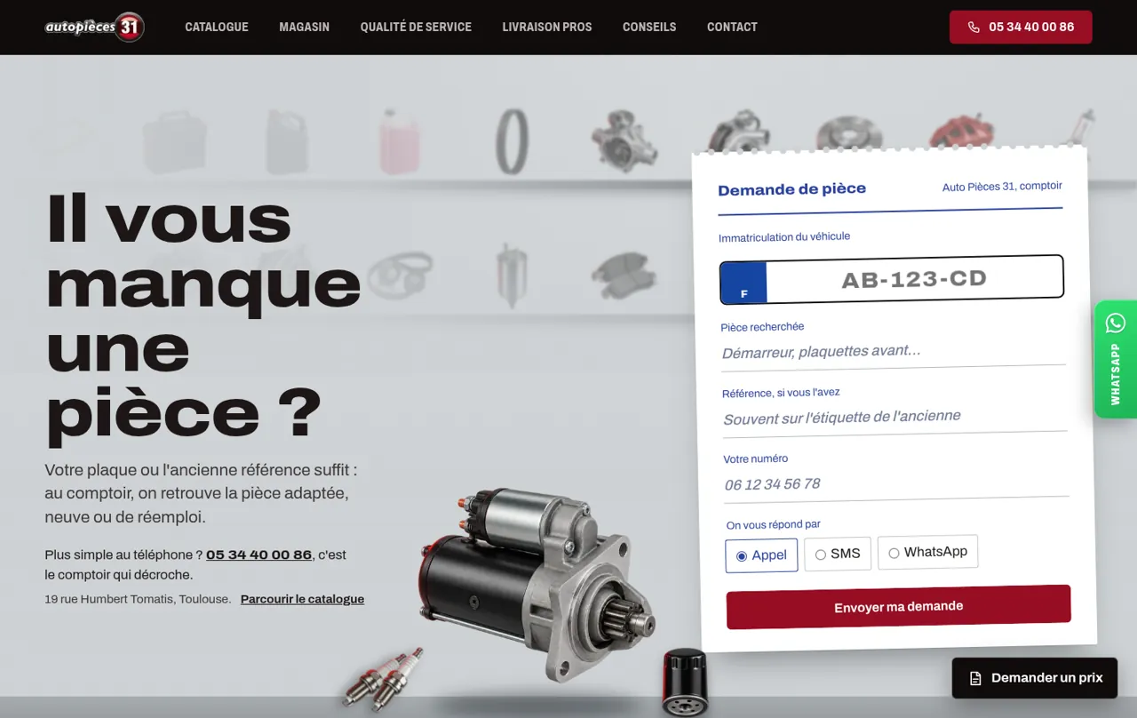 Capture du projet Auto Pièces 31