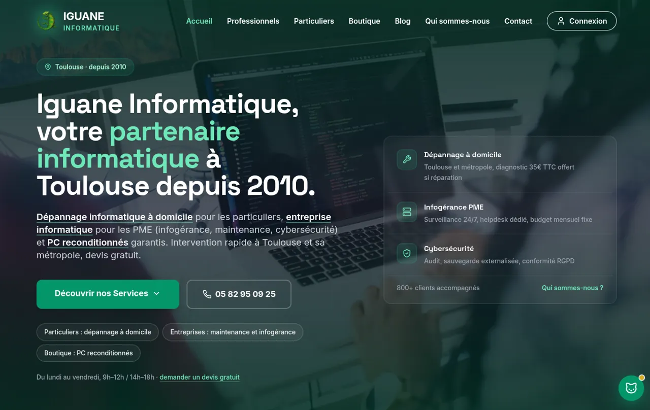 Capture du projet Iguane Informatique