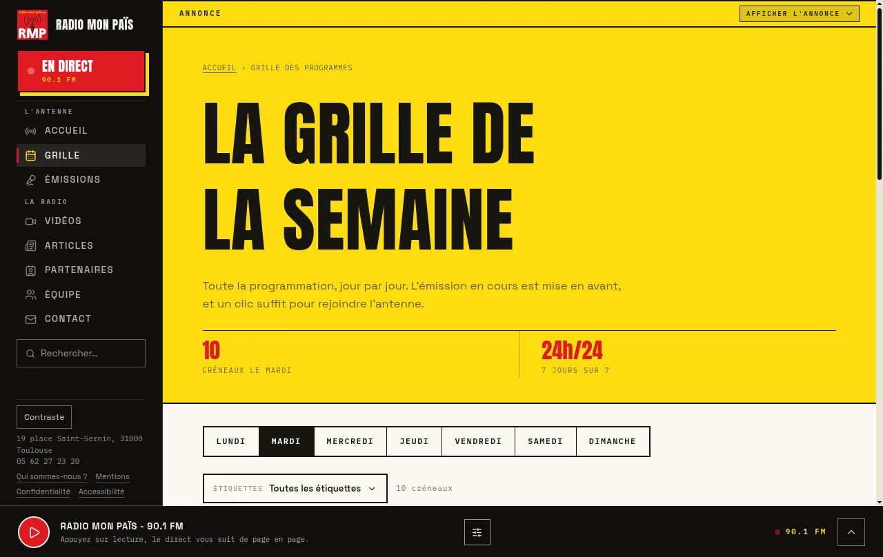 La grille de la semaine, jour par jour